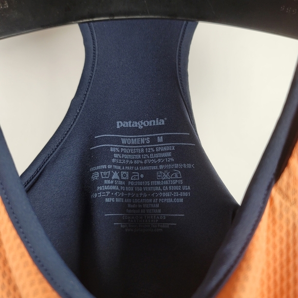 Patagonia Athletic Racer Back Sport All Weather Dress Sz M Neon Orange/Blue - Picture 6 of 10